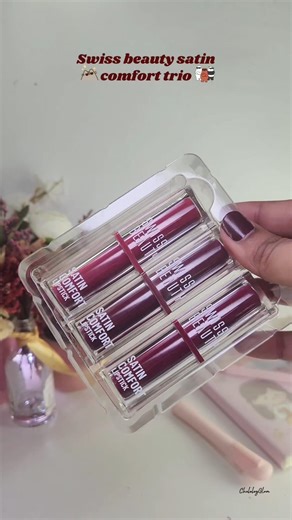 Swiss Beauty Satin Comfort Lipstick Trio 💗 Pink & Mauve Swatches | Affordable #swissbeauty #ytshorts