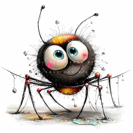 10 Whimsical Spider Clipart, Cute Big-eyed Spiders, Halloween & Fall Decor, Printable Art, Papercraft, Junk Journal, High-quality Jpgs - Etsy