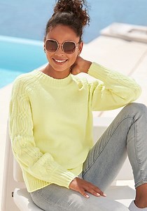 Lemon Cable Knit Sleeve Sweater X36387
