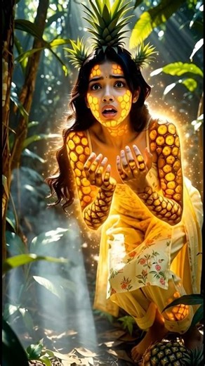 Ananas Rain #ai #save #tree #girl #cartoon #pineapple