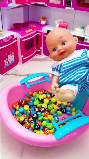 Satisfying Unboxing Doll Bathtub and Bed Playset, ASMR Video #shorts