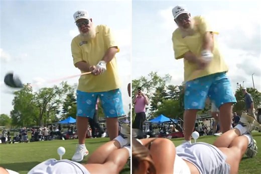 Hooters-loving wild man of golf John Daly tees off glamorous woman's bum