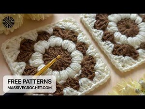 Crochet a SUPER EASY & BEAUTIFUL Granny Square for Beginners 💛 🤎
