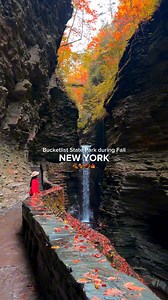 🍁October in Watkins Glens, NY⁠⤵️⁠ ⁠ New York’s prettiest state park, Watkins Glen State Park, is nestled in the heart of the Finger Lakes Region with 19 waterfalls and gorges that are sure to amaze anyone.🍁⁠ ⁠ To have the most surreal experience during Fall, I highly recommend to visit at sunrise and fall in love with this enchanted land filled with waterfalls, moss covered walls and innumerable steps amidst all the peak fall foliage!⁠ ⁠ ⁠ Mid October is the peak foliage time to hike in this S