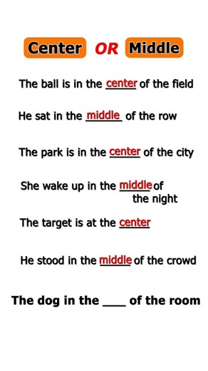 Center vs. Middle: Stop Making This Mistake! 🚫🇬🇧 #EnglishTips