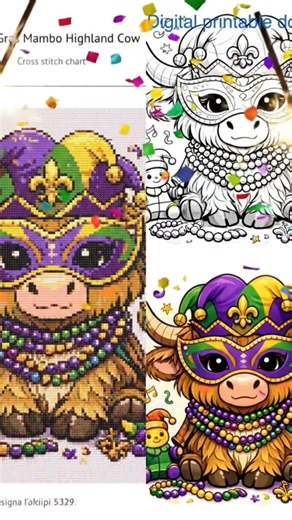 Laissez Les Bon Temps Rouler! #coloring #mardigras #crafts #shorts #fyp #trending #crossstitch