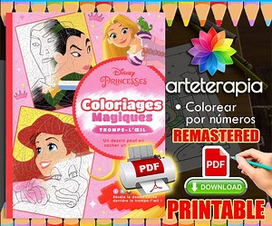 Princesses 2 | Coloriage | Disney Coloring Book | PDF Coloring | Color by Number | Adult Coloring Books | Book Colored - Etsy