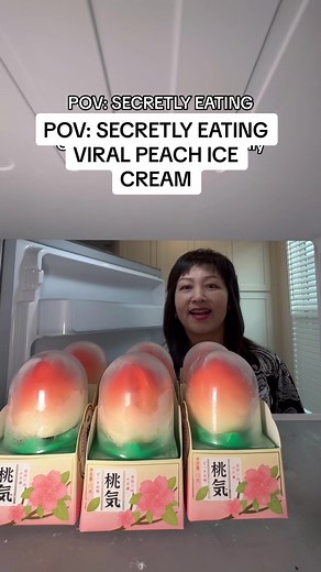 Secretly Eating Peach Ice Cream Mukbang | Family Fridge Food POV