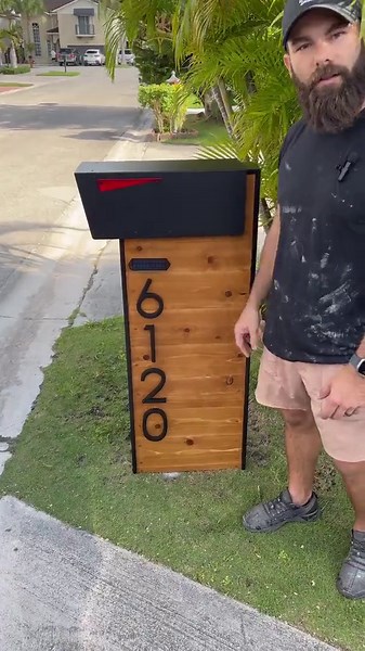 Modern Cedar Mailbox With Solar Light & Custom Numbers - Etsy