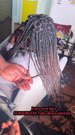 QuickTUT: taking down soft locs over her natural locs WITHOUT USING SCISSORS 😱 who knew it was this quick and easy 🙄 #nashville #loctakedown #softlocstutorial #fauxlocs #nashvillestylist