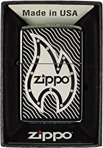 Bolted Zippo Logo Flame - Engraved High Polish Teal Zippo Lighter