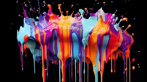 Exploding Dripping Ink Bolt in Multicolor. Super slow-motion ink explosion with a mix of vibrant colors. Modern design with Alpha Channel