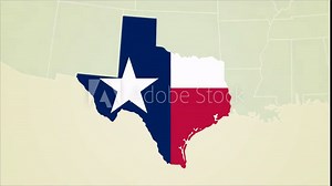 Texas state flag United States map outline zoom in animation