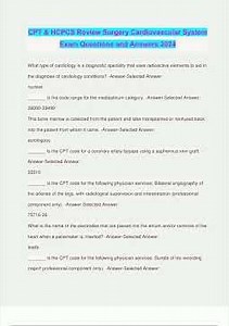 Cpt En Hcpcs Review Surgery Cardiovascular System Exam Questions And Answers 2024