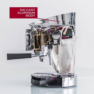 Features of the coffee machine are essential to guarantee a perfect espresso. Diva was designed for this! Brass tank, die-stamped aluminium casing, perfectly calibrated temperature, water pressure and infusion time: everything studied for an espresso worthy of any bar! Discover more: http://bit.ly/CoffeeMachineDivaBugatti | CASA BUGATTI