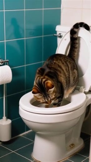 Have You Ever Seen a Cat Use the Toilet Like This? 🚽😹 #cat #shorts