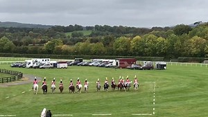 Great musical display from the Irish Pony Club Killinick Harriers Hunt on the track during racing 🐎 | Naas Racecourse