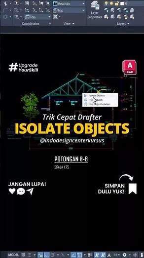Cuma 1 menit! Cara Mudah Isolate Objek di AutoCAD. #autocad #desainrumah