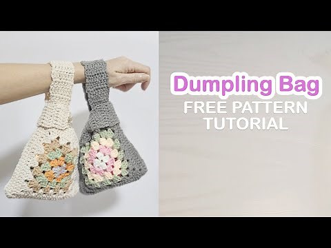 Make A Granny Square Dumpling Bag - Japanese Knot Bag Free Crochet Pattern Tutorial For Beginners