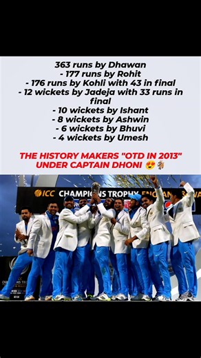 on this day in 2013 india won CHAMPIONS trophy under dhoni and created history 🏆🇮🇳🔥