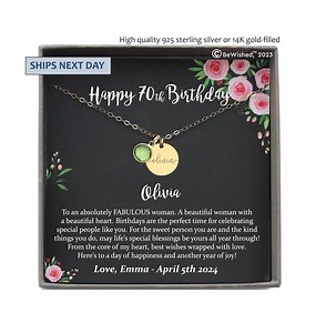 70th Birthday Gift Woman Jewelry, Custom Name Necklace for 70th Birthday Gifts for 70 Years Old, 70th Birthday Necklace, Bewished Gifts - Etsy