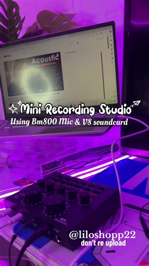 Mini Recording Studio Karaoke Mode with BM800 Condenser Microphone and V8 Soundcard