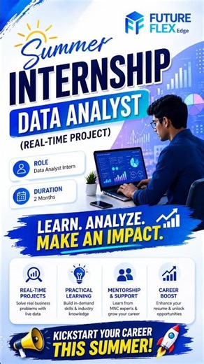 Summer Internship 2026 🔥 Data Analyst | Real-Time Projects | Limited Seats