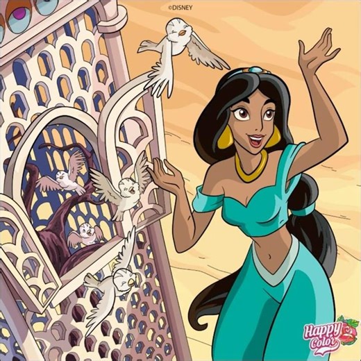 Disney's Aladdin– Coloring-by-Numbers with Music #disney #aladdin #jasmine