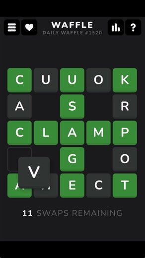 Waffle #1520 - March 21, 2026 Solution #waffle #waffleanswer #dailywaffle