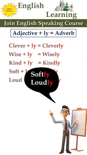 ASKS English | "Adjective" + ly = "Adverb" Free spoken English skills | English Grammar | Vocabulary | Spoken English | #english #vocabulary #english... | Instagram