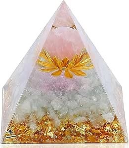 Inspirational Orgone Pyramid 2.4"Healing Crystals Stones Flower of Life E-Energy Protection Reduce Stress Chakra Meditation Attracts Lucky and Success