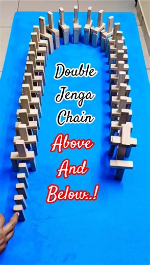 Double Jenga Chain Above & Below - Trick You’ve Never Seen Before! 😱 #shorts #jenga #chainreaction
