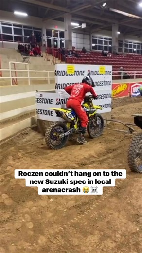 The doppelgänger nationals are always DEEP in local arenacrash 😂 in this one we have Ken Roczen trying out a new Suzuki spec & safe to say she was fast #crash #suzuki #kenroczen #arenacrash #motocross #dirtbike #racing #arenacross #fail | Matt Burkeen