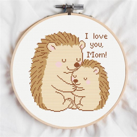 Hedgehog Mom Cross Stitch Pattern: Digital Download, PDF - Etsy