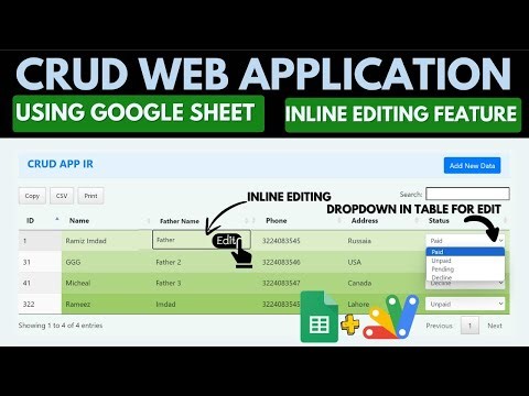 Google Web App - Bootstrap CRUD | Inline Editing Crud Web App | B17