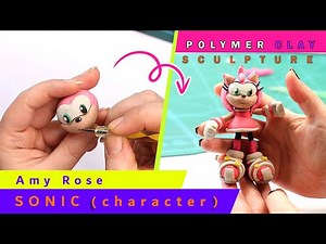 Making clay sculpture of Amy Rose - Sonic The Hedgehog with polymer clay, action figure diorama