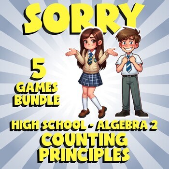 5 SORRY Math Games - Counting Principles - Algebra 2 No Prep Review Activity