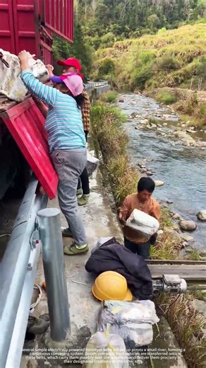 Several simple conveyor belts set up