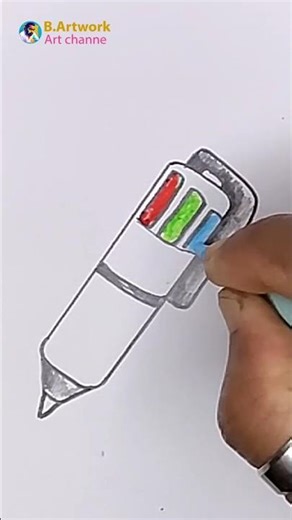 Multi Ball Pen Drawing Tutorial | Amazing Color Pen Art Step by Step 🎨🖊️ #drawing #B.artwork