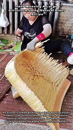 Hand Weaving A Large Structure Using Natural Plant Strips