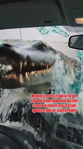 Rahul Nanda on Instagram: "Massive crocodile attack in Florida! Crocodile breaks windshield and them circle back minutes later to attack again to attack car stuck in floods!"