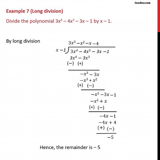 Question 2 - Divide the polynomial 3x4 - 4x3 - 3x - 1 by x - 1