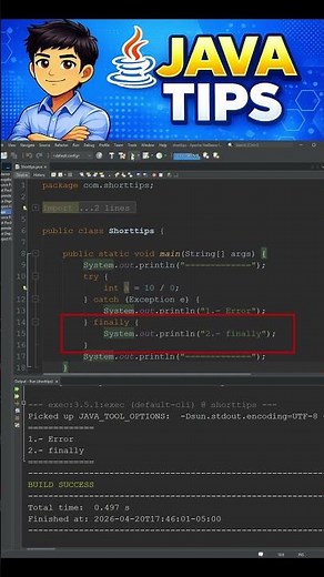 Java Tip #04 | finally siempre se ejecuta #Java # #Developer #Shorts #Coding