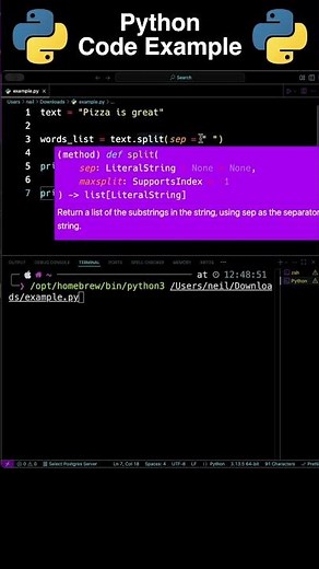 Split Words in a String into a List Using Python #shorts
