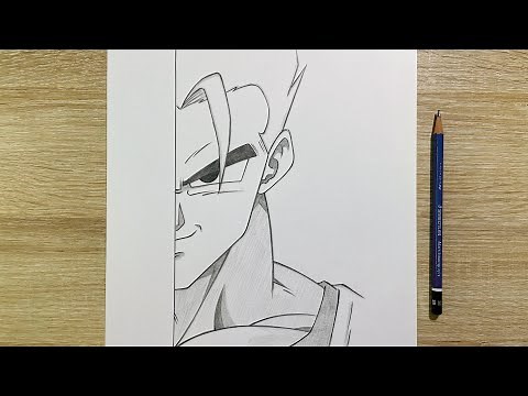 How to Draw Ultimate Gohan Half Face from Dragon Ball | Step-by-Step Anime Sketch Tutorial
