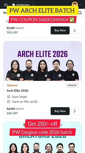 Pw ARCH ELITE BATCH 2026 Coupon code| PW Coupon code 2026 batch#pw #pwcouponcode #pwarch