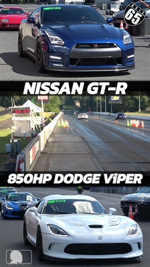 Dodge Viper vs Nissan GT-R | 65mph Roll Race Battle 🏁 #dragrace #carwars
