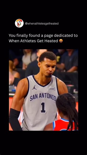 When Athletes Get Heated on Instagram: "A heated NBA moment unfolds as towering San Antonio star Victor Wembanyama stares down an opponent after physical contact. The size difference makes the exchange even more intense, showing how quickly emotions can rise in competitive games where pride, respect, and momentum are always on the line. Moments like this capture why basketball emotions resonate with fans. Trash talk, intimidation, and raw reactions are part of the sport’s culture. While no punch
