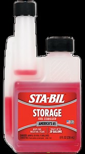 STA-BIL Storage Fuel Stabilizer 8 Oz. Protects Engine from Gum , Varnish , Rust , Corrosion. Treats 20 gallons of fuel.