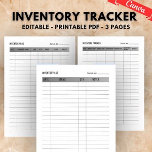 Editable Inventory Log | Inventory Tracker | Product Inventory Tracker | Inventory Management, Inventory Template - Etsy Australia